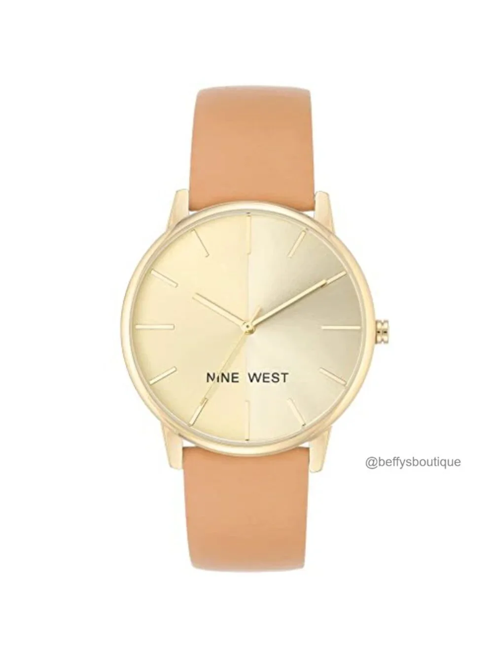 Women's Gold-Tone Watch Faux Leather Strap Japanese Quartz